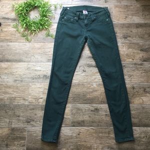 TRUE RELIGION women skinny green jeans size 27